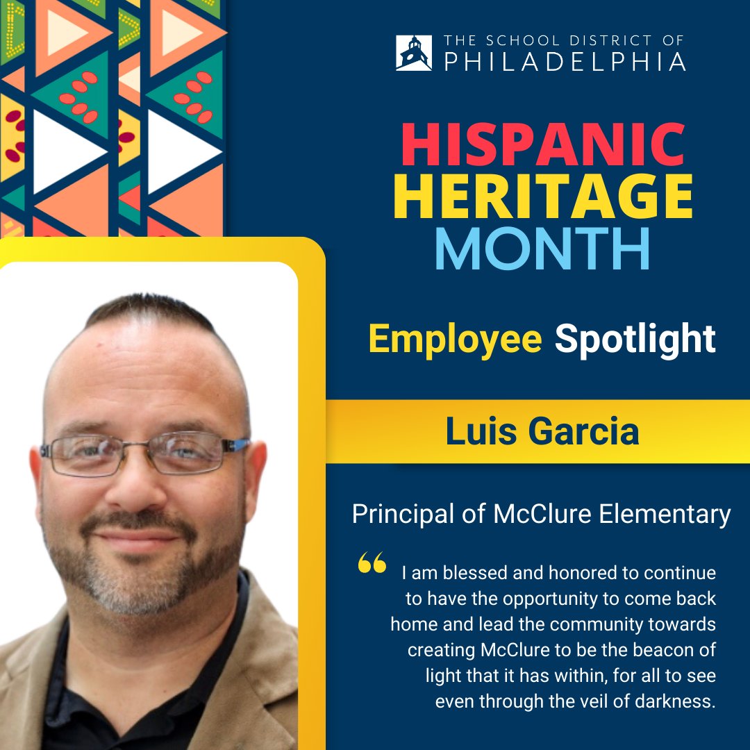 Philadelphia Schools on X: Luis Garcia often reminisces about his journey  as a student turned educator, and now the Principal of McClure Elementary.  Everything he has done has been rooted in giving