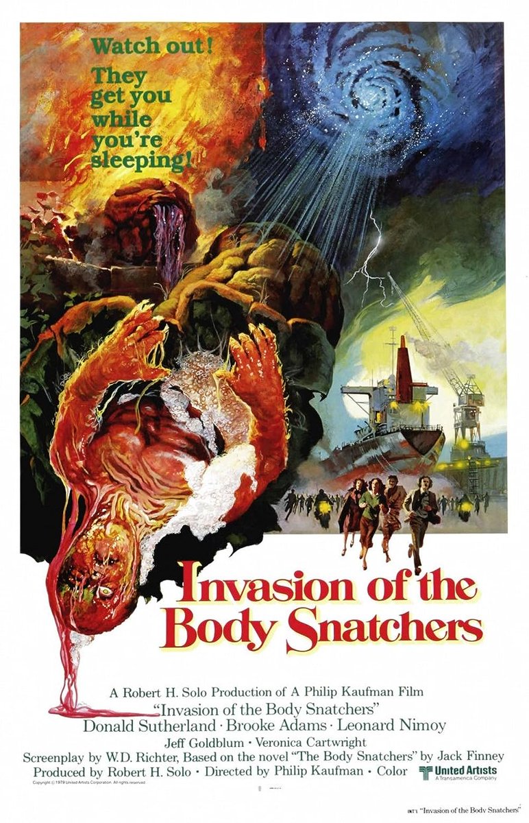 Just rewatched the masterpiece from 1978, #InvasionOfTheBodySnatchers (directed by Philip Kaufman).
#DonaldSutherland #BrookeAdams #JeffGoldblum #LeonardNimoy