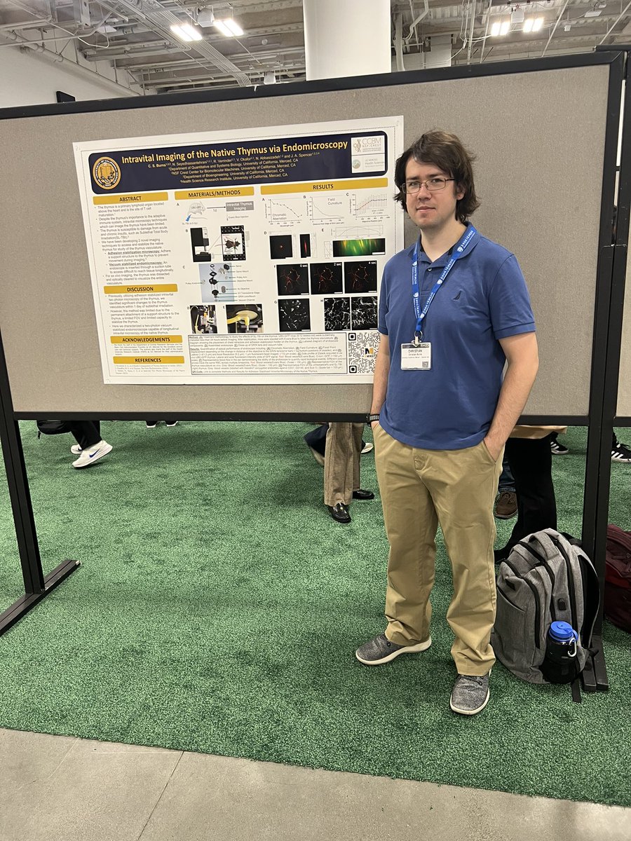 Great to see our lab member @BurnsBioImaging presenting his poster on microendoscope imaging of the thymus at #BMES2023 @ucmerced