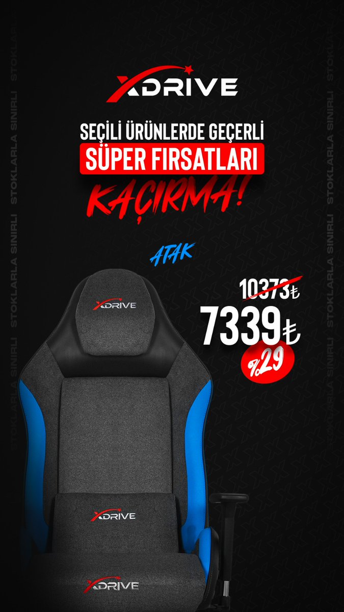 Gamemarcom's tweet photo. Gamemar xDrive Haftasonu Kampanyası Başladı !
Haftasonuna Özel Fiyatları Kaçırmamak için Mağazamıza Gelebilir
https://t.co/MN2h9dSrvW
…tıklayabilirsiniz.
#gamemar #oyuncukoltuğu #oyuncukoltukları #gamingchair #gamer #indirim #kampanya #xdrivetr https://t.co/tcF1IVXK8e