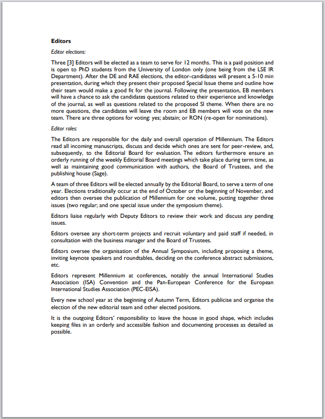 📯 SEEKING: Editor team for this next year of Millennium! Recruiting Editors, Deputy Editors, and Review Article Editor. 🤝 Open to UoLondon PhD and, for Deputies, Masters' students; paid work.🙋‍♀️ Interested? Email Millennium@lse.ac.uk for more info. Elections are 26/10 over Zoom!