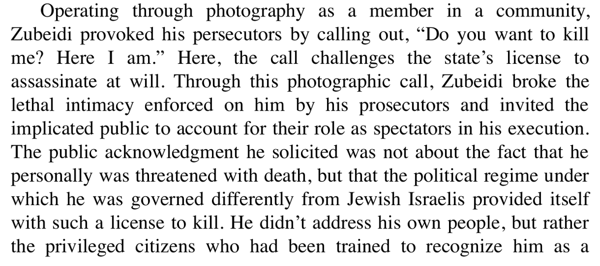 Liberte_info's tweet photo. This ultimate form of defiance, which almost comes out of a grave, echoes that of many other Palestinians, among which is Zakaria Zubeidi, whose own defiant claim @AishaAriella analyzed in her book #PotentialHistory, which I strongly recommend everyone reads. https://t.co/I3RiBqqAWT