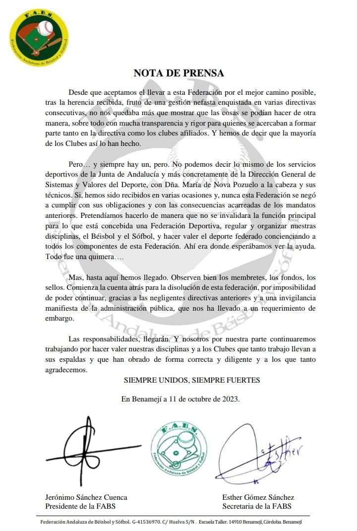 Federación Andaluza de Béisbol y Sóftbol tweet media