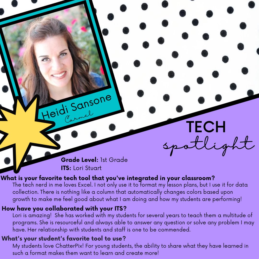 Meet Heidi Sansone 👋🏼 @heidisansga is a 1st grade teacher at Carmel Elementary. Check out her favorite tools to use in the classroom! #CCSDtech