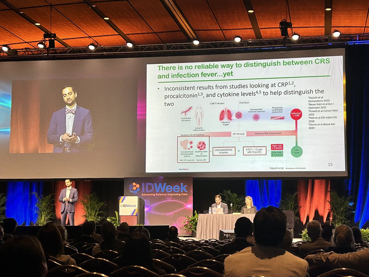 Great lecture from @DrPHO_ID Infection vs CRS after CAR-T @IDWeekmtg @IDSAInfo