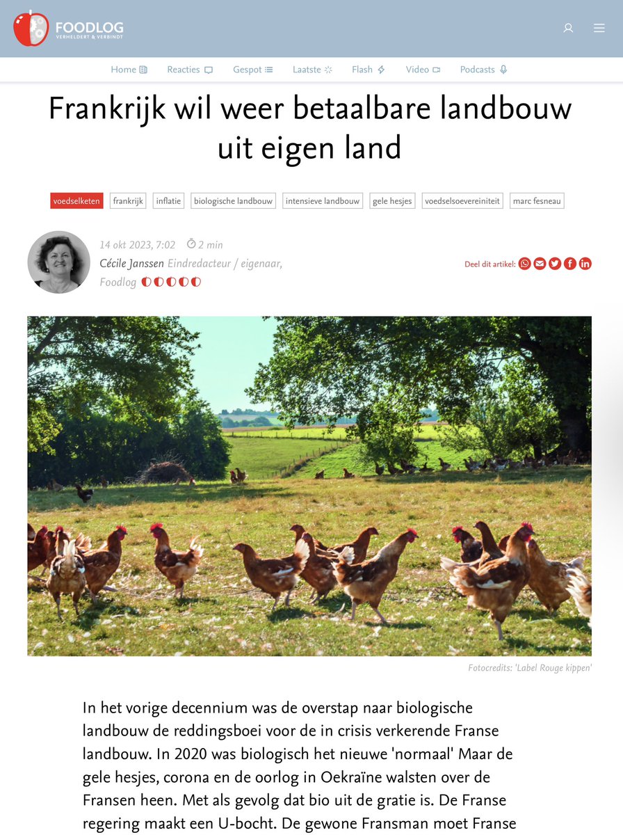 AaltDijkhuizen's tweet photo. Frankrijk verlegt kern landbouwbeleid van biologisch naar gangbaar. Goedkoper voor de mensen. Ook beter voor klimaat en natuur, want: minder grond &amp; grondstoffen nodig om ons voedsel te produceren en (daardoor) minder uitstoot aan broeikasgassen. Goed voorbeeld doet goed volgen! https://t.co/vcEBTD1ZlA