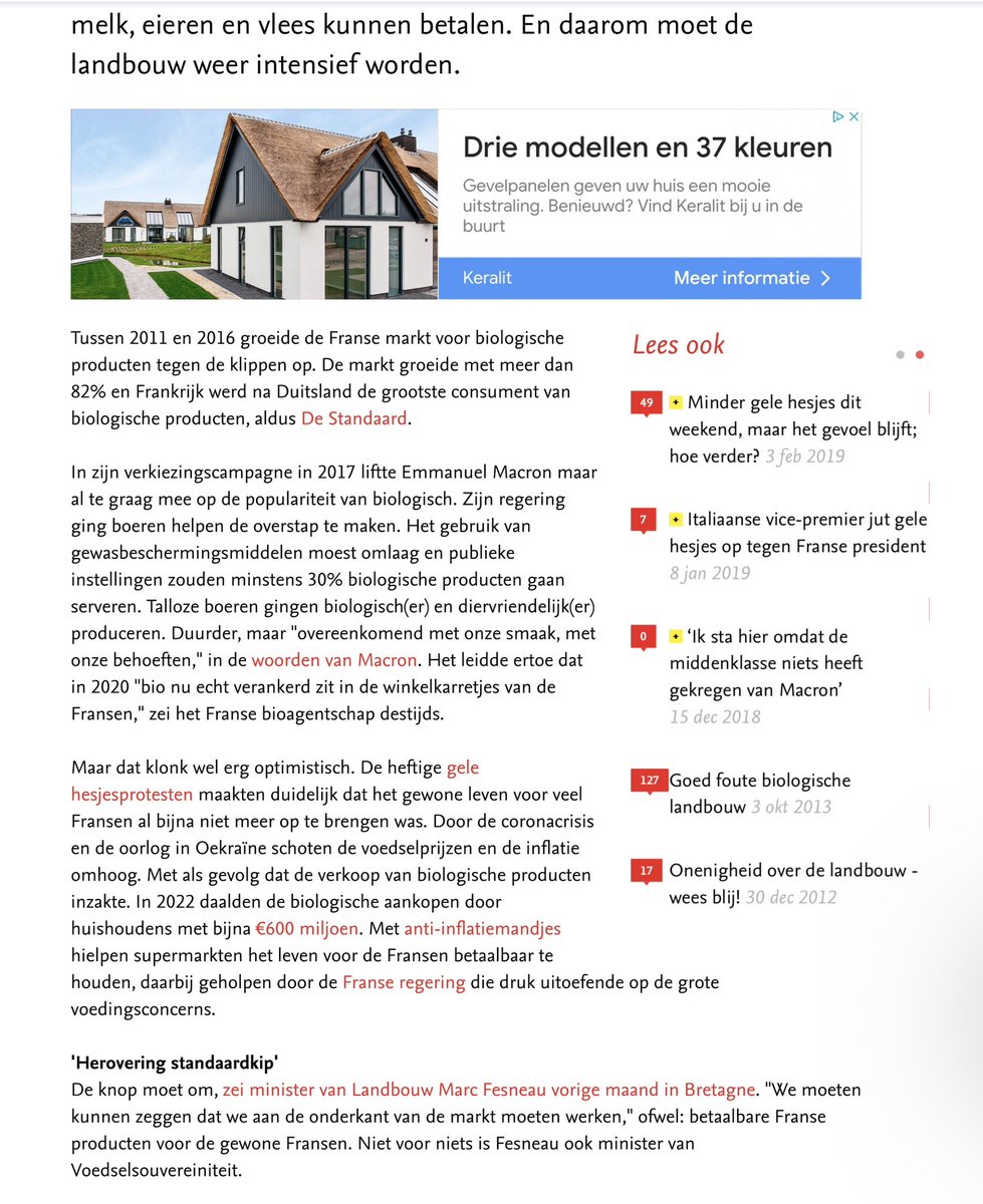 AaltDijkhuizen's tweet photo. Frankrijk verlegt kern landbouwbeleid van biologisch naar gangbaar. Goedkoper voor de mensen. Ook beter voor klimaat en natuur, want: minder grond &amp; grondstoffen nodig om ons voedsel te produceren en (daardoor) minder uitstoot aan broeikasgassen. Goed voorbeeld doet goed volgen! https://t.co/vcEBTD1ZlA