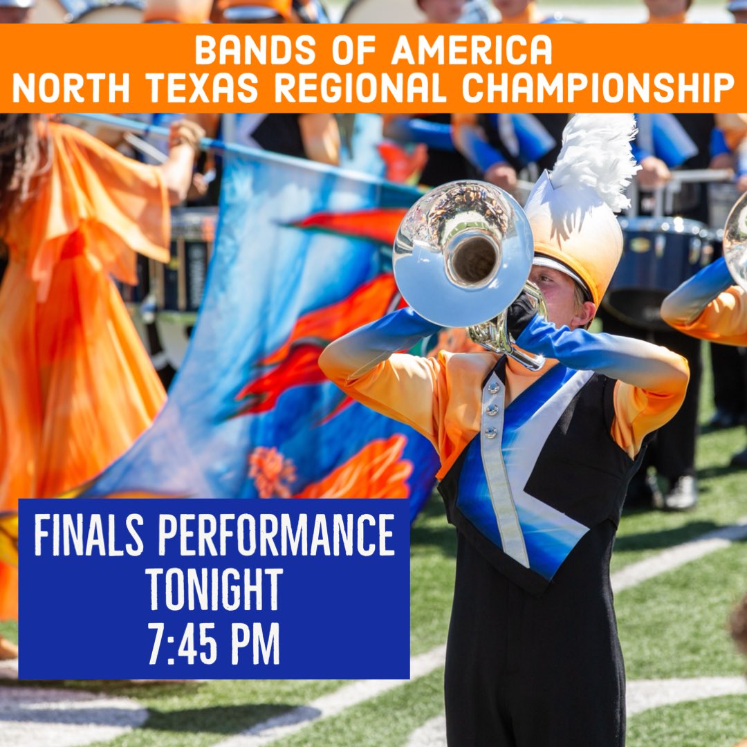 KellerHighBand's tweet photo. Top 12 finalist today in the Bands of America North Texas Regional Championship in Prosper! 🔵 #kellerhighband is excited to perform our 2023 show, Elysium, in finals tonight at 7:45 pm. 

Watch finals results later tonight at this link (10:45 pm):

https://t.co/VM3cTbBTAq https://t.co/dsy2TD0cGI