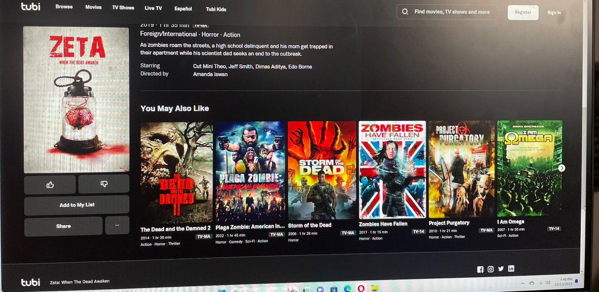 FilmRegionsIntl's tweet photo. Our Indonesian foreign horror /zombie apocalypse film “Zeta” landed on @Tubi last night! https://t.co/rA0Wnufoox