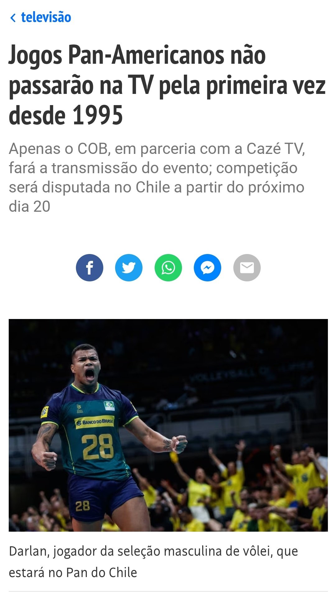 Jogos Pan-Americanos não passarão na TV pela primeira vez desde 1995