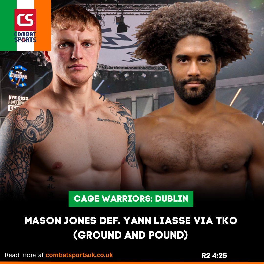 The Dragon Dominates🐉🏴󠁧󠁢󠁷󠁬󠁳󠁿

Mason Jones Defeats Yann Liasse via TKO (Ground and Pound) in Round 2

🔗 combatsportsuk.co.uk/cage-warriors-…