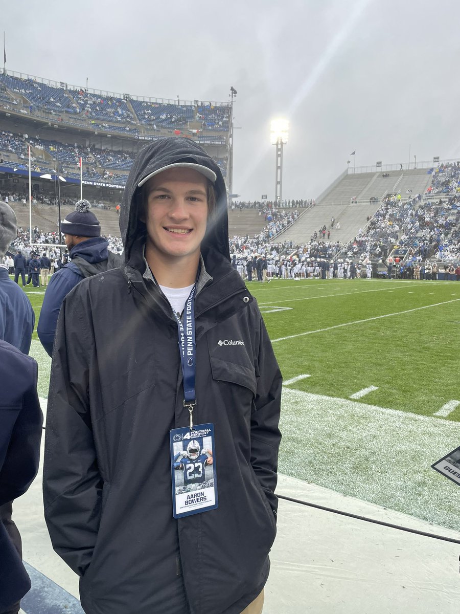 Aaron Bowers (@bowersaaron36) on Twitter photo Had a great time visiting <a href="/PennStateFball/">Penn State Football</a> and meeting <a href="/coachjfranklin/">James Franklin</a> today. Once again big thank you to <a href="/CoachTHowle/">Ty Howle</a> for having me out!🔵⚪️ Had a great time visiting <a href="/PennStateFball/">Penn State Football</a> and meeting <a href="/coachjfranklin/">James Franklin</a> today. Once again big thank you to <a href="/CoachTHowle/">Ty Howle</a> for having me out!🔵⚪️