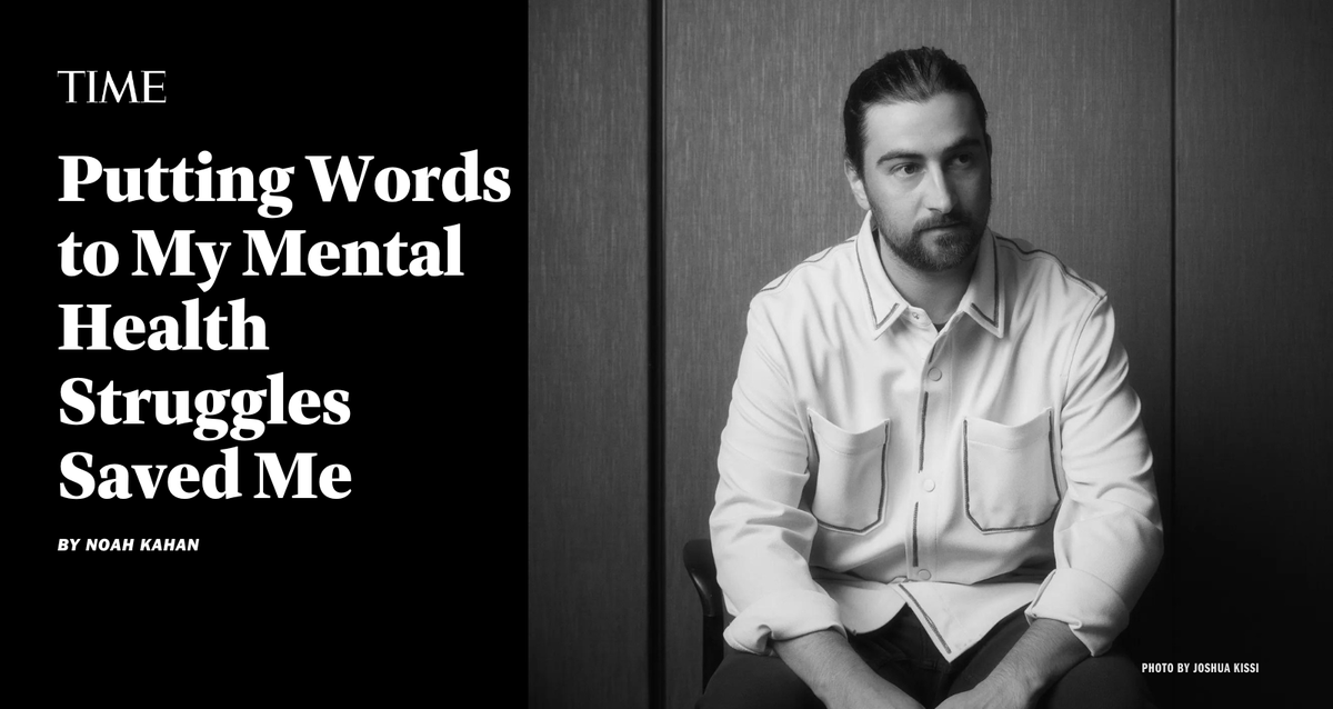 TIME's tweet photo. "I was writing songs about navigating depression and anxiety, yet was absolutely clueless as to how to manage my own," writes @NoahKahan https://t.co/iwFPmvy418 https://t.co/FvML3vgnlh