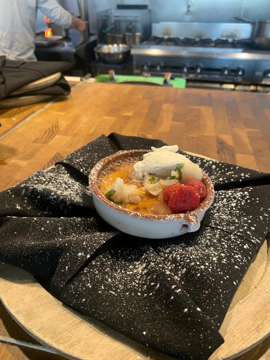 Tonight's features include a delicious Burrida seafood stew with shrimp, calamari, clams, mussels, west coast grouper, and a fennel-red bell pepper- saffron broth.  Indulge your sweet tooth with a dark chocolate mousse or lychee creme brulee.