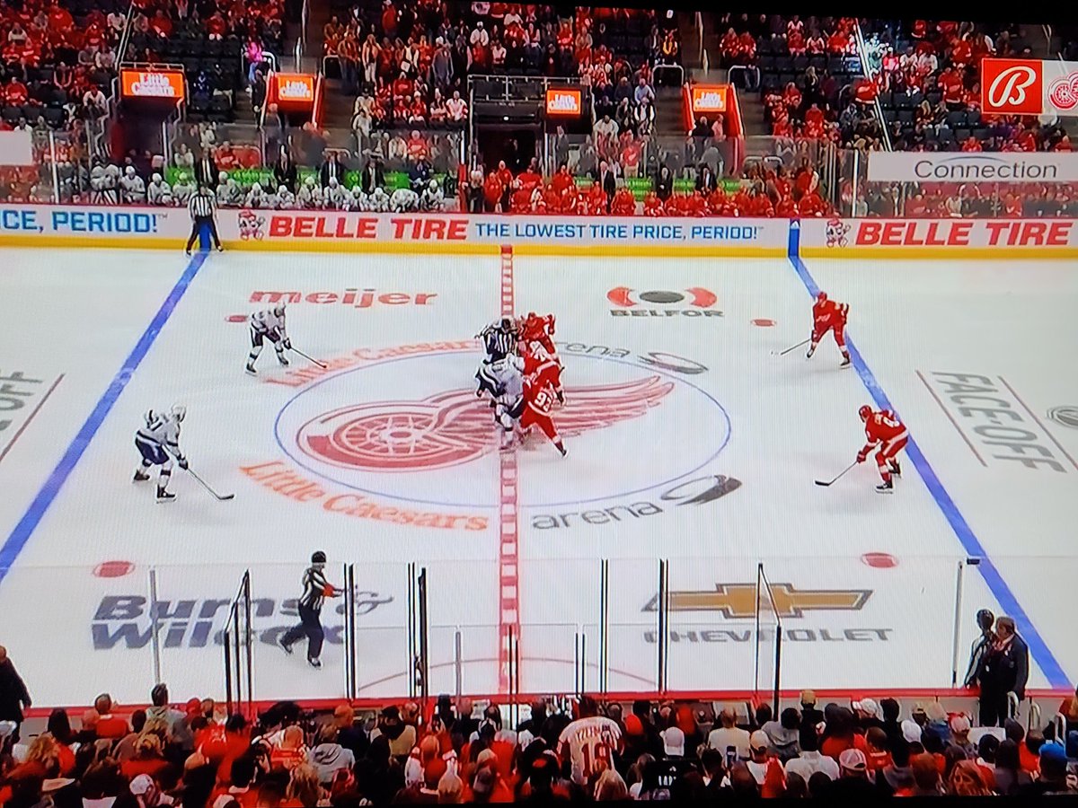 dclynick66's tweet photo. The Puck has just just dropped, and we are now officially underway with our home opener of the Detroit Red Wings 2023-24 hockey season. Let's get this win!!! #BeatTheLightning #LGRW https://t.co/CBx3ooWs6n