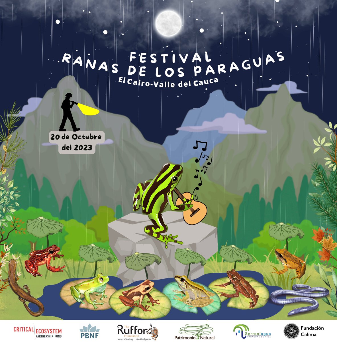 CalimaFundacion's tweet photo. !Festival de las Ranas de los Paraguas!  

El festival es un evento multicultural para celebrar la vida, la supervivencia y la extraordinaria diversidad de anfibios que viven en la Serranía de los Paraguas. Nos vemos este este 20 de octubre de 2023 en El Cairo, Valle del Cauca. https://t.co/D3ulrGM6tA