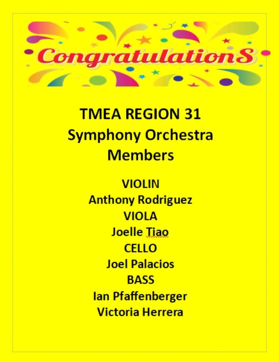 rlt_orchestra's tweet photo. We had five students audition for the top Region 31 Orchestra today. We are so proud to announce that all FIVE made the orchestra!!! Congratulations!!! https://t.co/6pLjV9hqXi