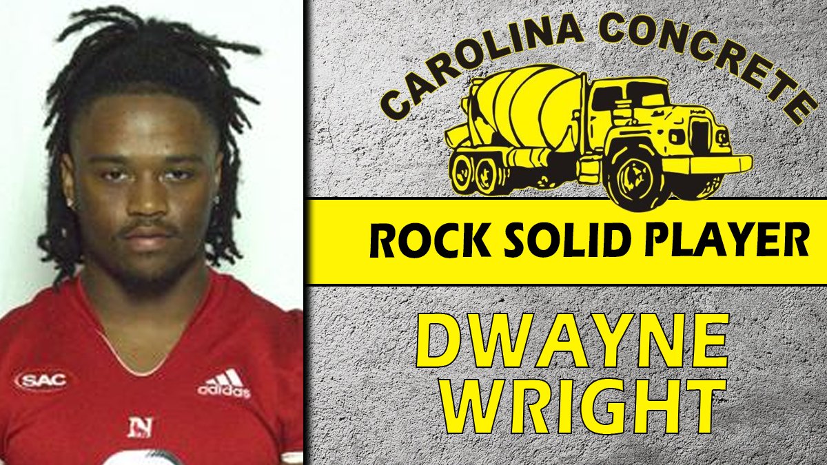 Tonight's Carolina Concrete Rock Solid Player of the Game is Dwayne Wright! Dwayne rushed for 128 yards and had 2 TD in the WIN against Catawba!