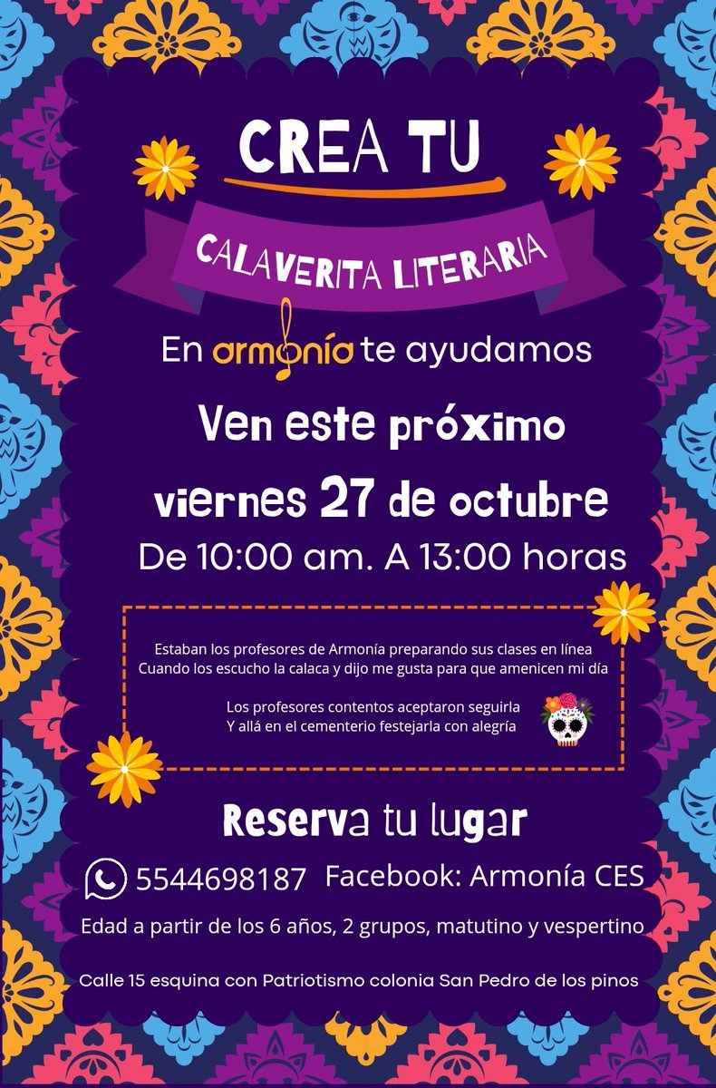 Armonia_CES's tweet photo. 📱https://t.co/smCLKHYWHA
🟡💲150 por persona ❗
🟣TE ESPERAMOS, TODOS SON BIENVENIDOS❗
🟣Incluye materiales y manualidad sorpresa ❗🌼

🌼#DiaDeMuertos #TradicionesyCostumbres #tradicionesmexicanas #culturamexicana🌼 https://t.co/MRdPLRxYBQ