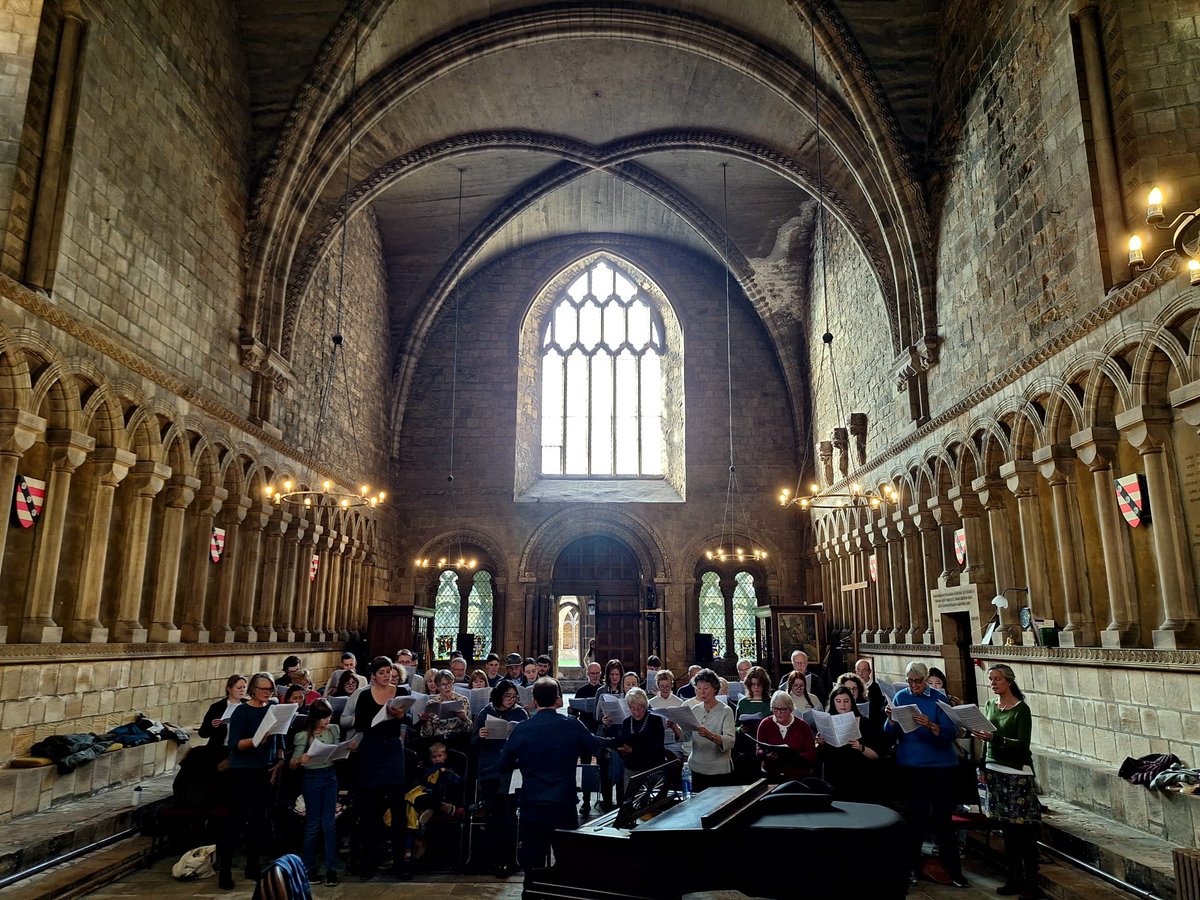 A couple of half-decent locations for our William Byrd workshop today - rehearsals in the Chapter House and then singing the introit in Evensong @durhamcathedral - what a day! Thanks to all who came.