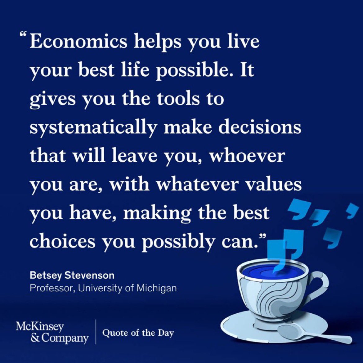 <a href="/BetseyStevenson/">Betsey Stevenson</a>, professor of public policy and economics at the University of Michigan, on the potential that economics creates.

Forward Thinking on bringing the joy to economics ▶️ mck.co/3ZSWye6