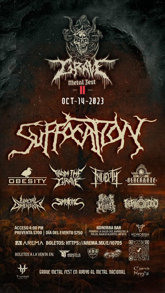 BBeat105's tweet photo. - El #GraveMetalFest encabezado por @suffocation

- En @LaMezcalli, #LightOfDark

- El aniversario de #MetalheadEdomex, @strikemaster666

- En #Querétaro, #Hyperdontia. #Grindestroy

En cuál los veremos?

Cuáles nos faltan?

#StayBlast
#BlastBeat105 https://t.co/K2LLt9xuUh