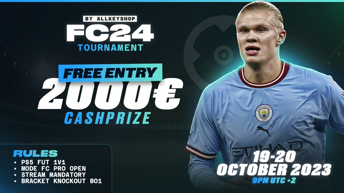 ⚽ Allkeyshop FC 24 Tournament

Compete to win a 2.000€ CashPrize!
📅 October 19-20 at 9PM
🎮 PS5 - FC PRO OPEN - 1v1

🏆 REGISTER:
allkeyshop.com/blog/giveaway/…

This tournament is not affiliated with or sponsored by Electronic Arts Inc. or its licensors.