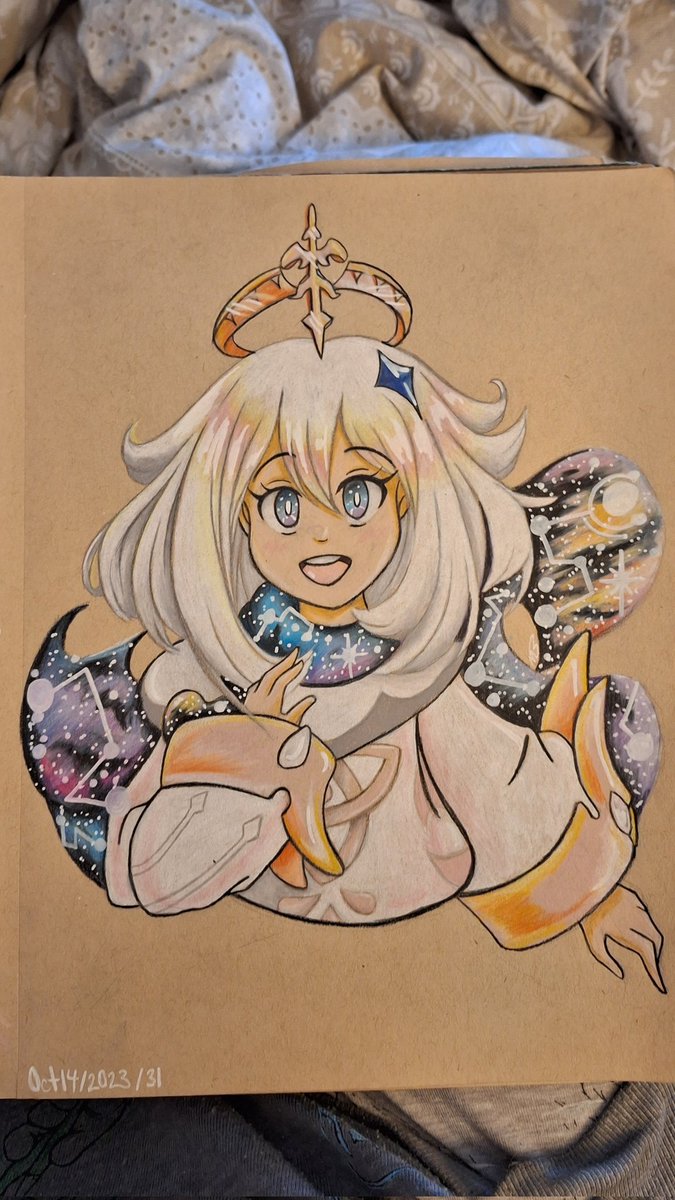 marissabrice's tweet photo. Galaxy paimon - adorable paimon :) #mixmedia #fanart #genshinimpact #genshinimpactpaimon #paimon #character #gameart #pencilcolor #sketch #art #genshinimpactfanart #white #galaxyart #paimongenshinimpact #paimonart https://t.co/zvSBjQ5KhV