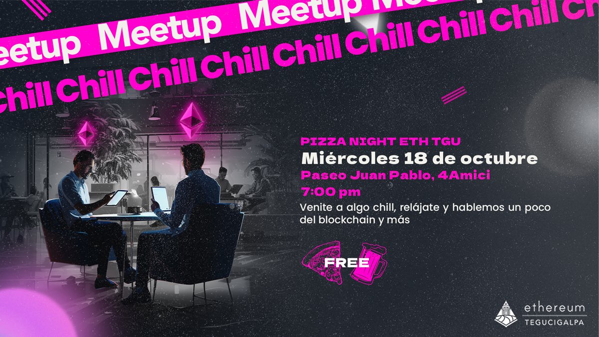 Meetup chill este miércoles 18 de octubre en el Paseo Juan Pablo, 4Amici. Ven a conectar con la comunidad y conocer sobre las actividades de educación, innovación en blockchain y ethereum que estamos haciendo y se vienen próximamente!😎🌐 ⛓️🇭🇳#EthereumHonduras #communityfirst