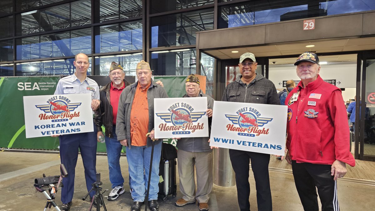 VFWPost6785's tweet photo. Today at 0530 hrs VFW Post 6785 celebrated Puget Sound Honor Flight Mission #34.  Mission 34 represents the 10th anniversary of Honor Flight at the Seattle-Tacoma International Airport!  

Happy Anniversary Puget Sound Honor Flight. https://t.co/t1ym6h7haq