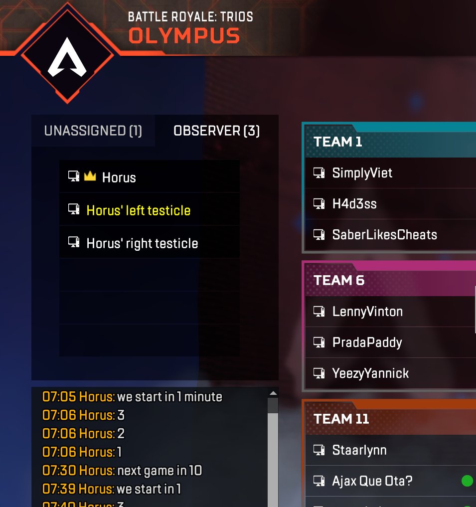 Our Apex Legends Roster helping out <a href="/icarussx/">Horus</a> host the Apex Legends Tournament at #SwitzerLAN 2023.

You can figure out for yourself who they are...