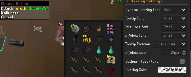 pvmgod's tweet photo. @osrscocomeow It does nothing for me :( Only changes the background of the slayer task thingy you can see there https://t.co/32V2U5GGvV