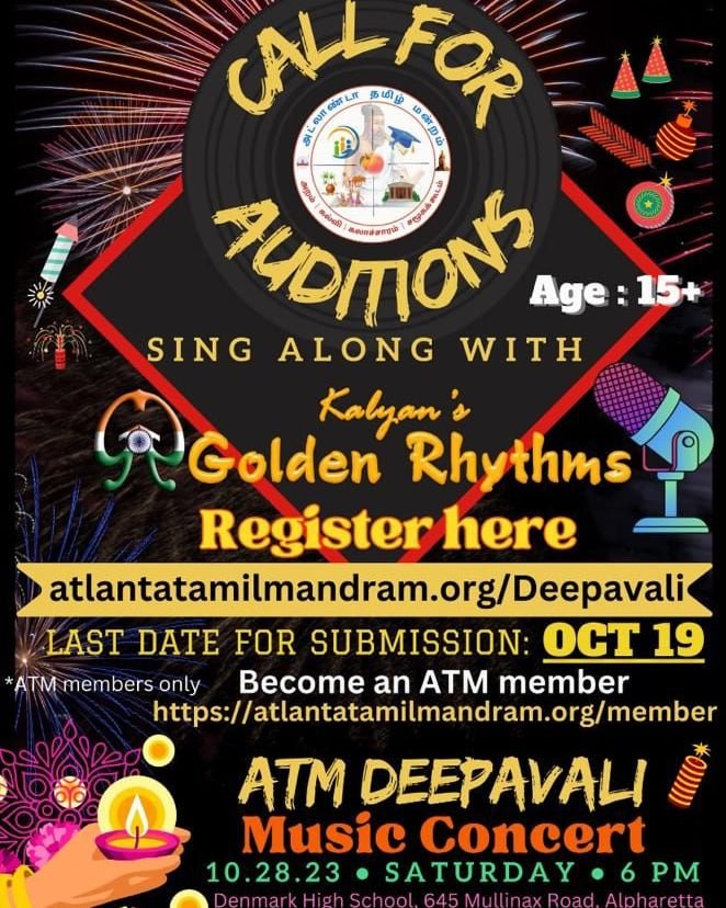 atltamilmandram's tweet photo. Opportunity to perform with the Kalyan's Golden Rhythms team.
Kalyan's Golden Rhythms team will judge the entries and select the top 4 entries.

Deadline for entries is Oct 19th ,2023 Rules in the sign up form. 
https://t.co/zbCusf4kzP https://t.co/TkwWEddDtu