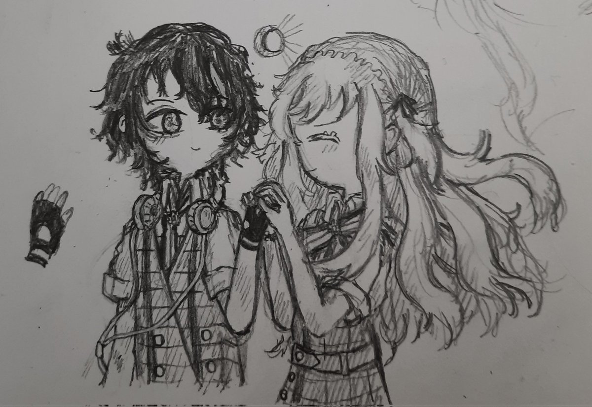 HYSTERIA_M_GIRL's tweet photo. [OC: SC!] 🌕&amp;☀️

Emo boy and literally the sun

Their names are Éli(ás) and Keira btw

#art #traditionalart #ocart #stringcutters #stringcuttersart https://t.co/XhahkuL70c