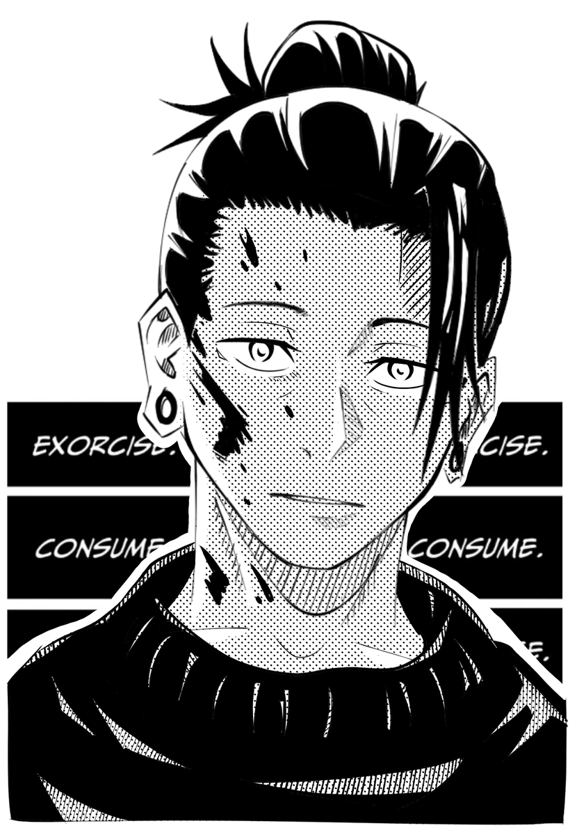 AaronAzama's tweet photo. Exorcise. Consume. Possible Tattoo design I'm whipping up as my last idea didnt work out when I got to my Tattooist. #GetoSuguru #JujutsuKaisen https://t.co/xITfzjvB86