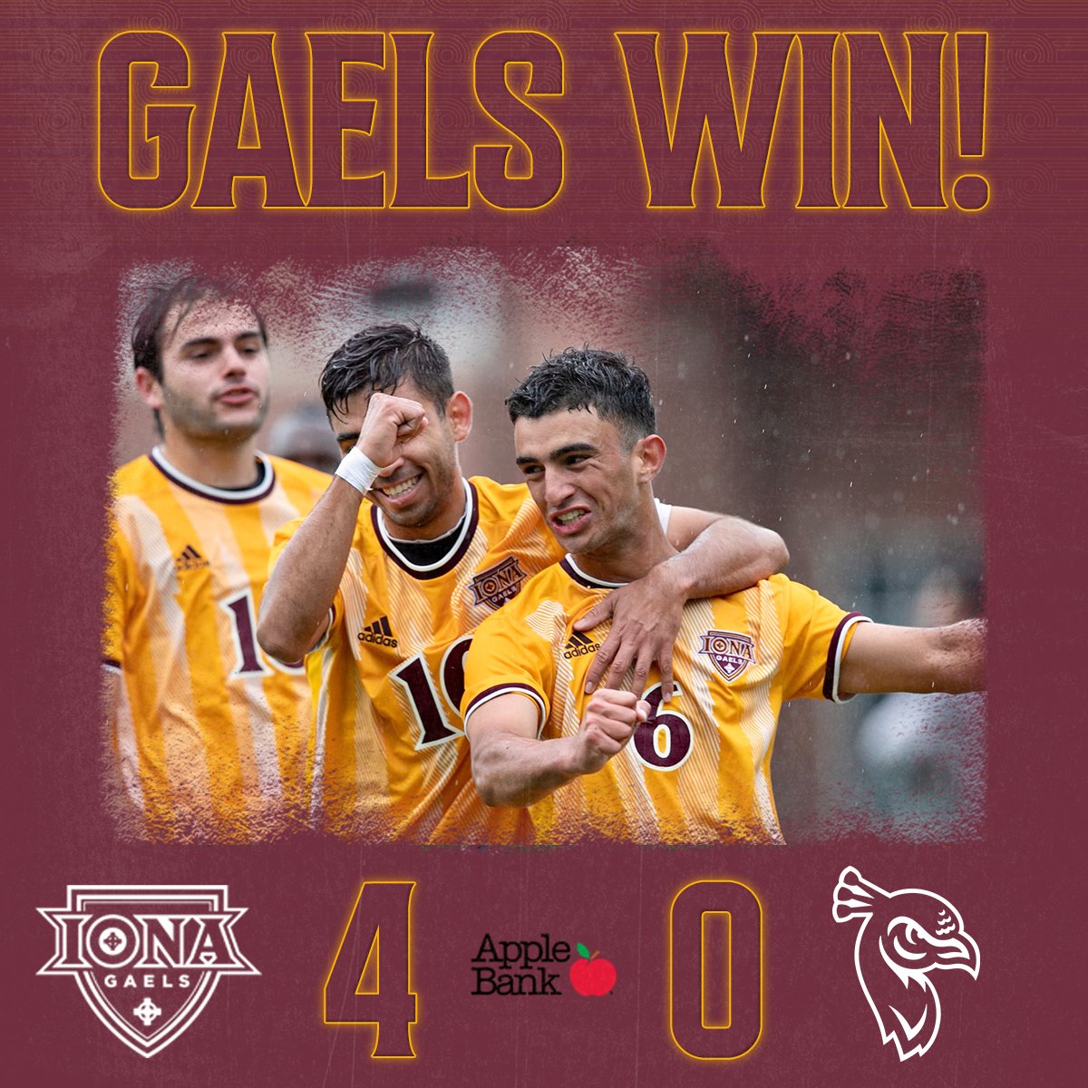 GAELSWIN!!!

BIG 4-0 Shut-out win on Homecoming for the Gaels to push their winning streak to 6!!

Camil Azzam Ruiz scored his 10th goal of the season! Sergio Gonzalez Fernandez, Matias Morales and Frederik Johnson Oee all tallied their first goals on the year! Nacho Alfaro Monge