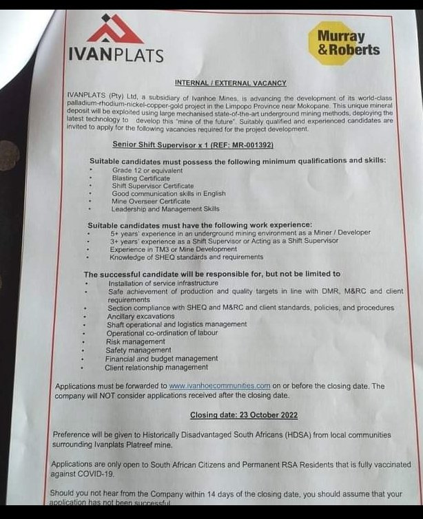 Ghost8Diva's tweet photo. π¨πVacancies π¨π
Closing Date 23/10/2023
#Thread
#Letsapply πππΎ https://t.co/BQ8Qj32ggs