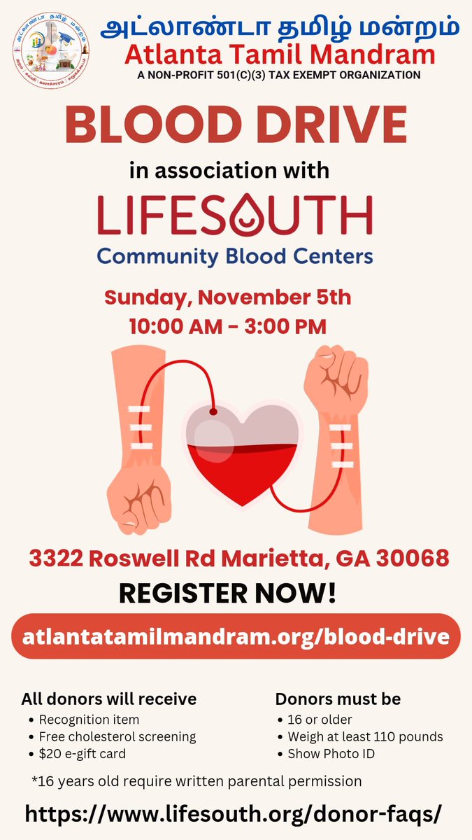 atltamilmandram's tweet photo. ATM(Atlanta Tamil Mandram) cordially invites you to this noble cause. Pl bring your family and friends for this charity initiative. Pl use the link in the flyer to register a spot.  https://t.co/cc45Oq9l1J https://t.co/3JAONJH9rs