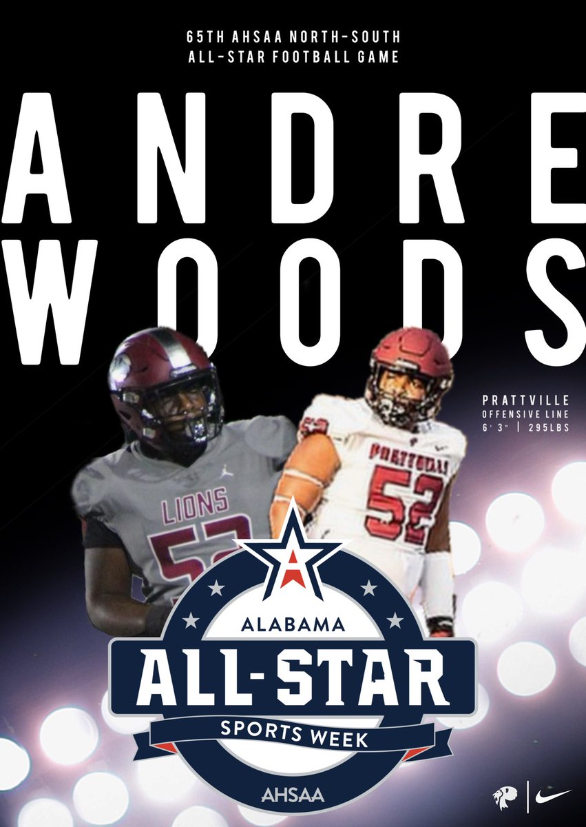 PrattvilleFB's tweet photo. Congratulations to senior Andre Woods on his selection to the North-South All Star game. (@DreWoods_52) https://t.co/uVb6jaWvRz