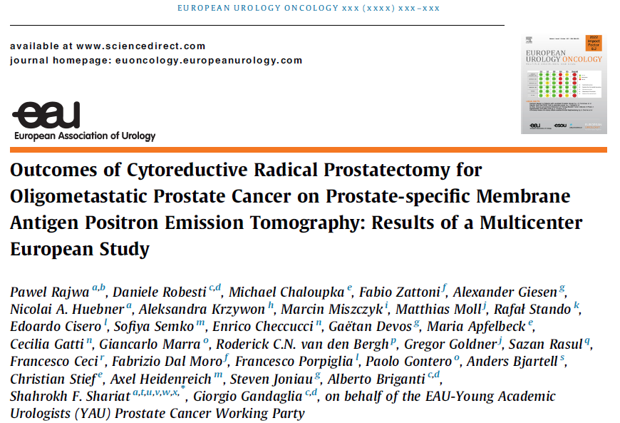 Outcomes of Cytoreductive Radical Prostatectomy for Oligometastatic Prostate Cancer on PSMA-PET @EAU_YAUProstate @EAUYAUrology sciencedirect.com/science/articl…