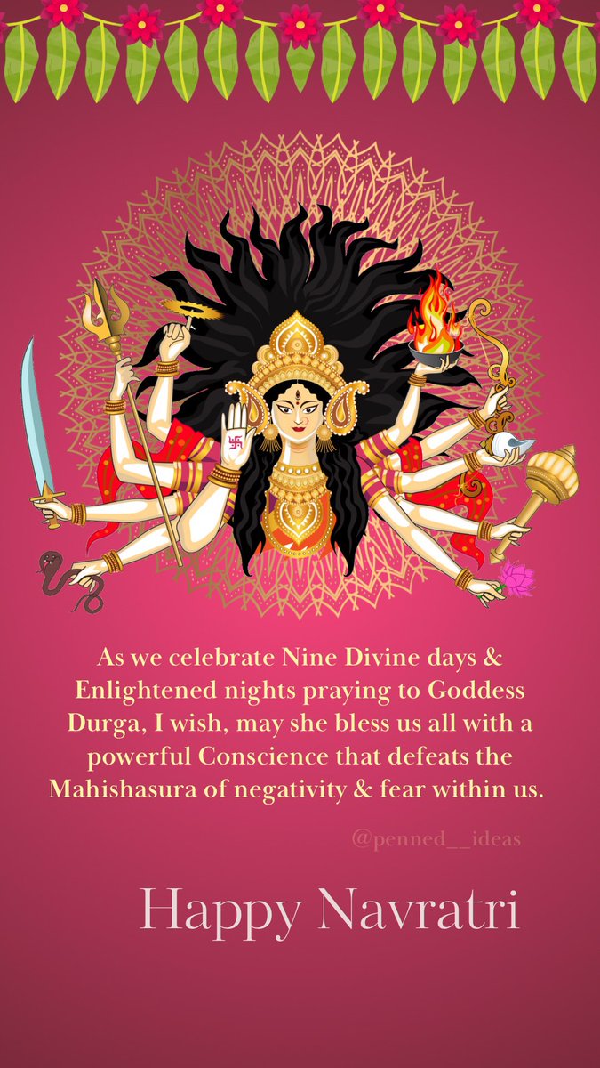 PennedIdeas's tweet photo. Happy Navratri!🙏🏼 #penned__ideas  #Navratri2023 #Navratri #India #DurgaPuja2023 #quoteoftheday #ThoughtForTheDay https://t.co/sT3QLt1zTl