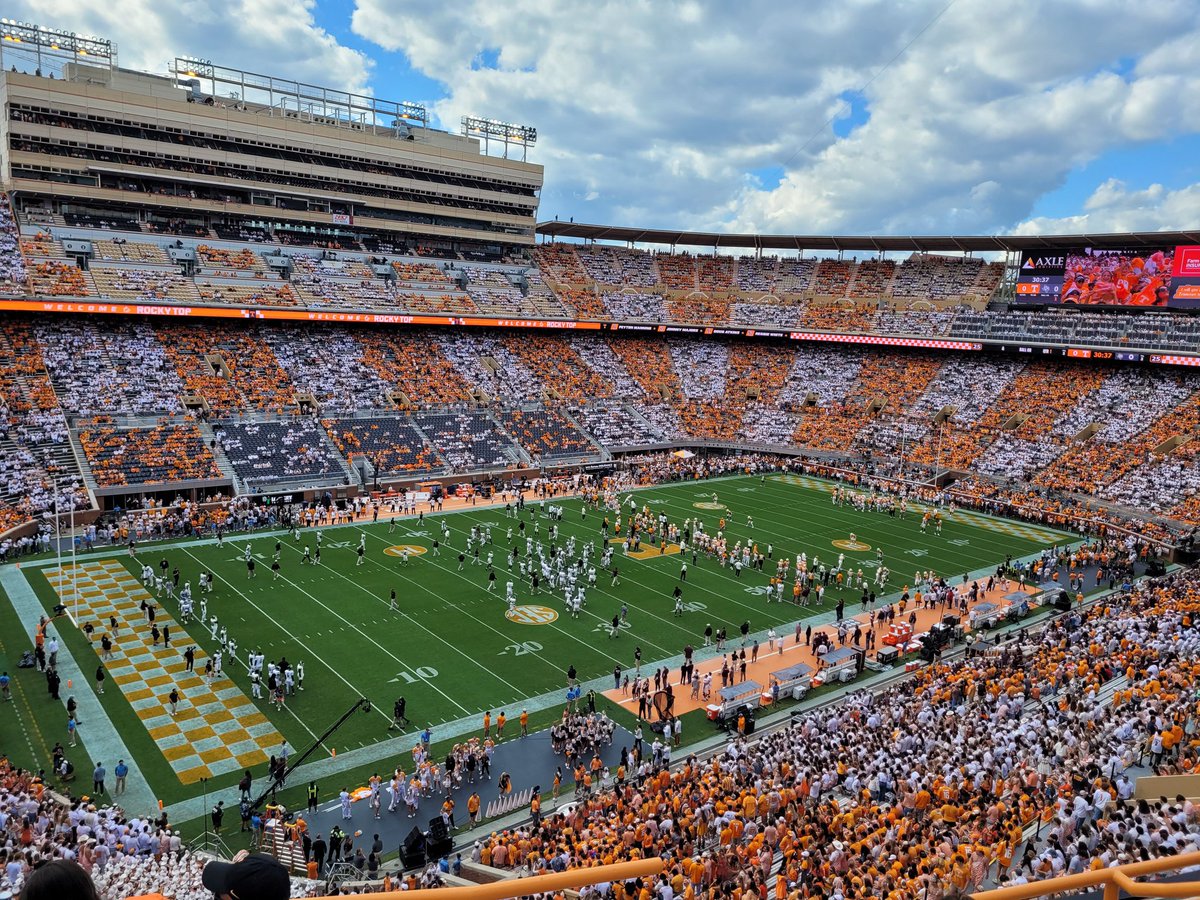 MikeWAAY31's tweet photo. First trip to Rocky Top. Awesome atmosphere at Neyland. CBS game at 2:30. Next year in 2024 @SEC football moves to @ABCNetwork and @WAAYTV @Vol_Football @AggieFootball https://t.co/NznkdlXZQp