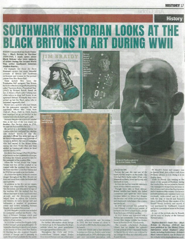 Stephen Bourne WW2 feature in Southwark News (12 Oct 2023) @BlkHistStudies @blackhistwalker @BBBookFestival @CurriculumBlack @BlackBritHist @WW2TV @ww2finesthour @ww2research @BPF_Southwark @Southwarkcathed @SouthwarkYAs @BPF_Southwark #evelyndove #haroldmoody