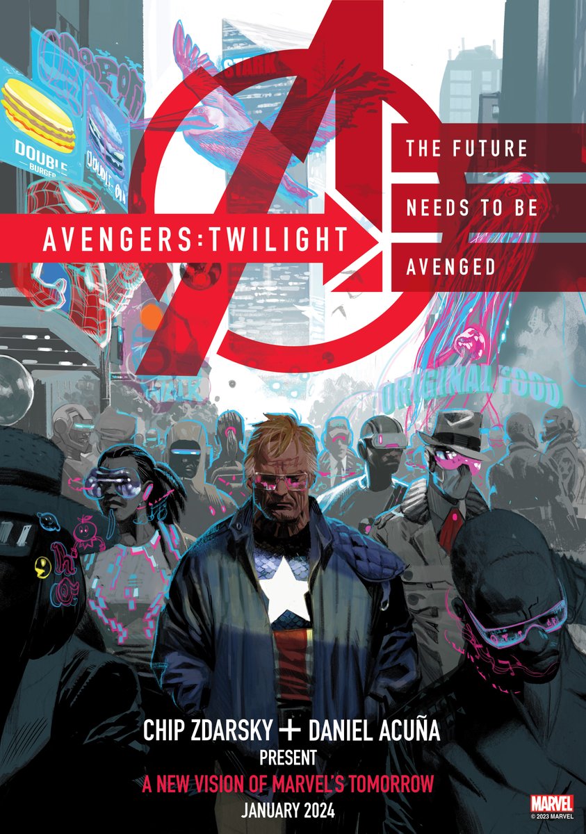 The future needs to be avenged. 

Chip @Zdarsky and Daniel Acuña's limited series, 'Avengers: Twilight', arrives January 2024. #MarvelNYCC