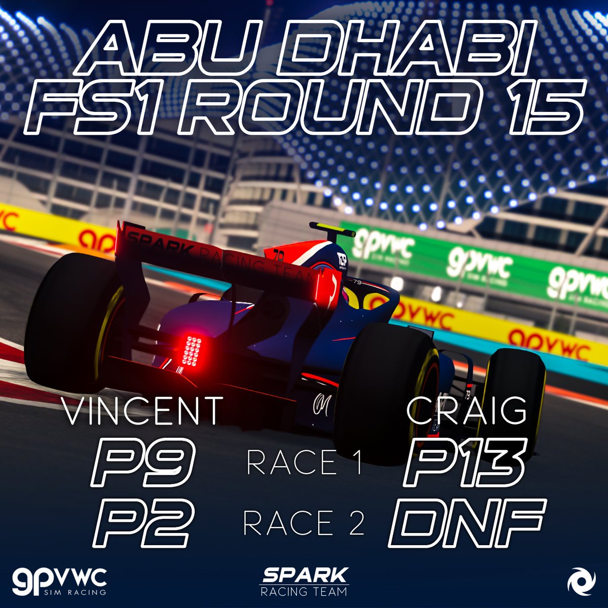 Vincent Gutt secures a strong P2 finish in Race 2, but with Craig's stroke of bad luck, the gap to Netrex is narrowing, making it a challenging task to defend our P2 position in the team rankings. #gpvwc #FS1 #simracing #racing #esports #spark #top #AbuDhabiGP