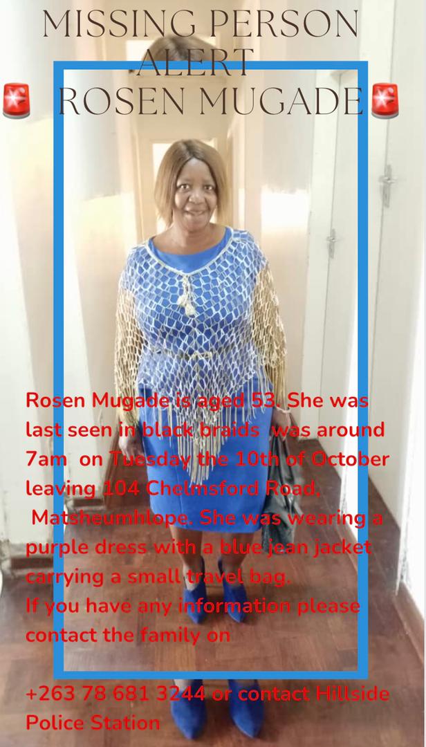 Reposting. Recent updates are that she was last seen at the lifts headed to Masvingo on Tuesday when she was last seen. There’s no family or friends in Masvingo that would justify her being headed that way. It’s been 5 days of no contact.  0786813244 or Hillside Police Station