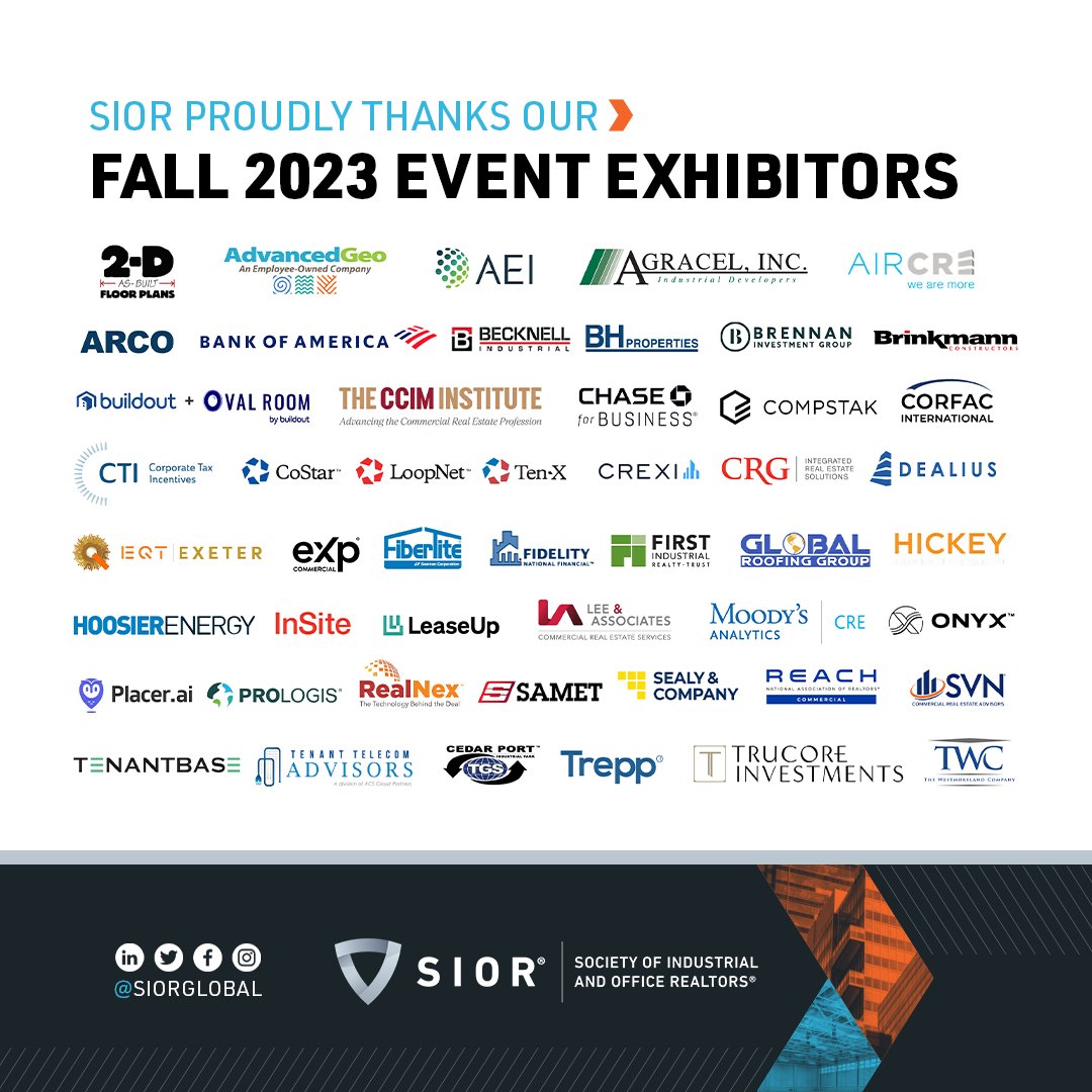 SIORglobal's tweet photo. This past week, the #SIORFallEvent23 Exhibit Hall was alive with the latest in #CRE insights, technology, and innovation. A heartfelt thanks to our exhibitors for making these incredible connections possible! #SIOR #Exhibitors #Thank You https://t.co/CAUpq7bG2Z