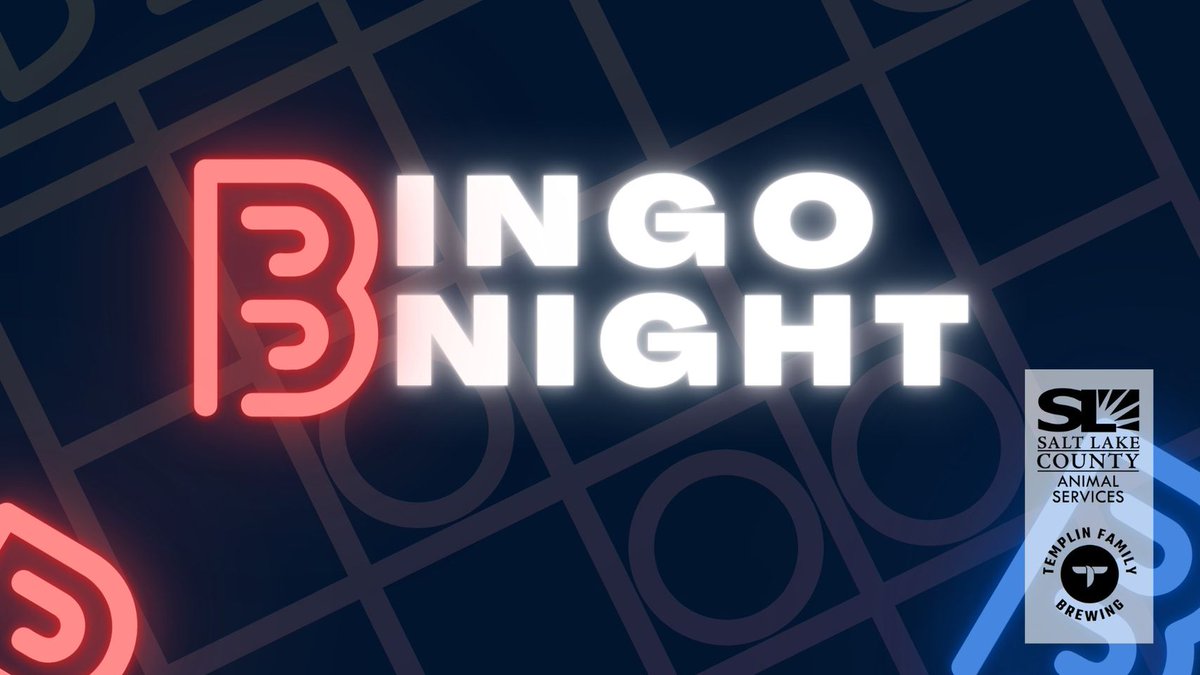 SLCoGov's tweet image. This Tuesday at 6 p.m., join @SLCoAnimals at TF Brewing for a Bingo Night to benefit shelter dogs!

There is no admission fee, and each bingo card is $10 at the door. You must be 21+ to attend.

Learn more at fb.me/e/ToQ7BuJA 

#AdoptUtahPets #BingoNight