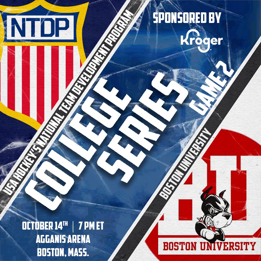 USAHockeyNTDP's tweet photo. Game โ๏ธ of the 2023-24 @Kroger College Series is on deck...and itโs a big one. ๐
#USAvsBU https://t.co/8nRjLlDq6N