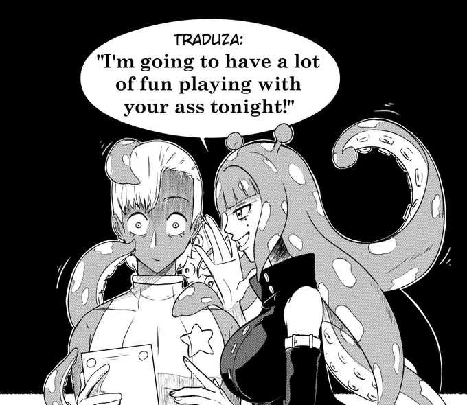 Here's the translation for what she said, I should have shown it earlier, lol.
In the original version, the alien girlfriend speaks in english. 